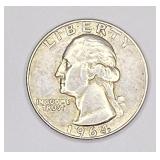 1964D Washington silver quarter