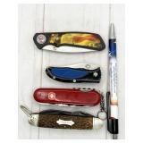 4pc assorted knives: Wenger Swiss army, Camillus,