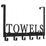 Towel Holder Over Door Hooks, 6 Hooks, Black