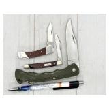 3pc Buck knives: 1988 Minibuck 425, 2005 Solo