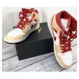 Nike Air Jordan 1 MidLightCurry Cardinal Red shoes