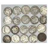 20pc Roosevelt silver dimes: 1946 (x2), 1946-D,