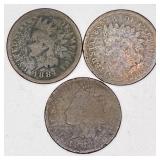 3pc Indian Head penny: 1884, 1885, 1888