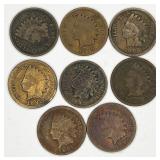 8pc Indian Head penny: 1891, 1892, 1895 (x3),