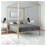 Dorel queen metal canopy bed, gold