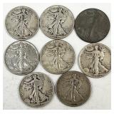 8pc Walking Liberty silver half dollars: 1944