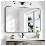 36x48" Black Rectangle Bathroom Mirror, Wall Mount