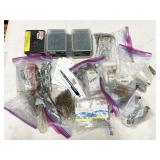 fasteners, hardware, etc in plastic sorter bin