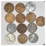 13pc Lincoln Wheat pennies