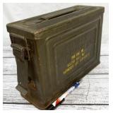 small metal ammo can, approx 10"x3.5"x7"