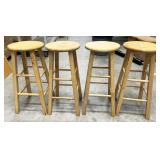 4pc wood stools, 29" tall