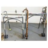 pair Drive walkers & wooden cane