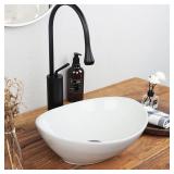 QISHKA 14" x 12" Oval Vessel Sink, NO faucet