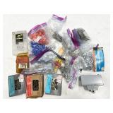 fasteners, hardware, etc in plastic sorter bin