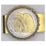 silver money clip made from half dollar (yr unk)
