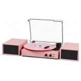 Vinyl Record Player, 3-Speed Turntable, pink