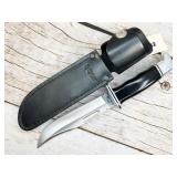Buck 119 fixed blade knife with leather sheath,