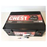 locking storage chest, 19.25"x6.5"x13.5", missing