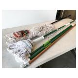 mops (2pc) and handles (3pc) and dust bin, NEW