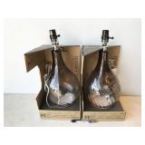 pair of lamps, bases are 8.25" diameter x