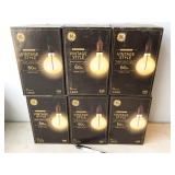 6pc GE incandescent vintage style 60w amber glass