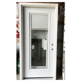 Masonite metal entry door, blinds between the