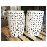 pair metal plant stands, 12" diameter x 20" tall,