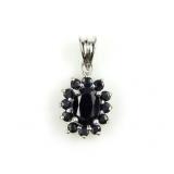 "Genuine 1.55ct Sapphire Pendant Sterling Silver;