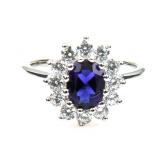 "Natural Glass Cubic Zirconium Ring Sterling