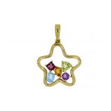 "Multi Stone Diamond Star Pendant 14KT Yellow