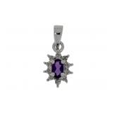 "Natural .26ct Amethyst Diamond Pendant Sterling