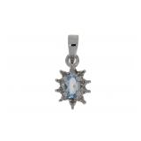 ".29ct Blue Topaz Diamond Pendant Sterling