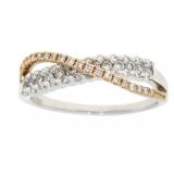 "Natural .50ct Diamond Ring 10KT 2 Tone Gold;