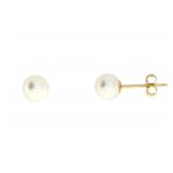 "Fresh Water Pearl Stud Earrings 14KT Yellow