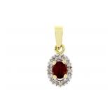 "Natural .24ct Garnet Diamond Pendant 10KT Yellow