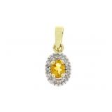 "Genuine .23ct Citrine Diamond Pendant 10KT