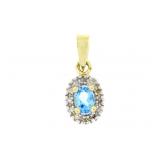 "London Blue Topaz Diamond Pendant 10KT Yellow