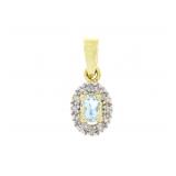 ".22ct Aquamarine Diamond Pendant 10KT Yellow