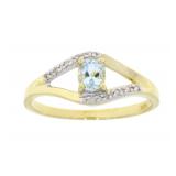 "Natural .27ct Aquamarine Diamond Ring 10KT