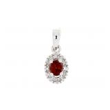 "Natural .24ct Garnet Diamond Pendant 10KT White