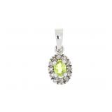 "Genuine .27ct Peridot Diamond Pendant 10KT White