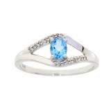"Natural .34ct Blue Topaz Diamond Ring 10KT White