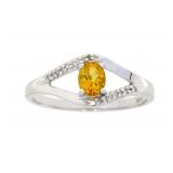 "Genuine .30ct Citrine Diamond Ring 10KT White