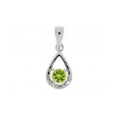 "Genuine .29ct Peridot Diamond Pendant 10KT White
