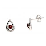 "Natural .29ct Garnet Diamond Earrings 10KT White