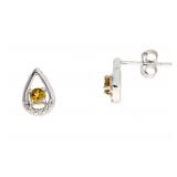 "Genuine .24ct Citrine Diamond Earrings 10KT