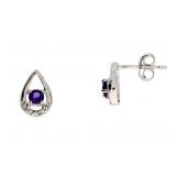 "Genuine .24ct Amethyst Diamond Earrings 10KT