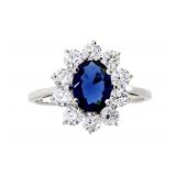 "Natural Glass Cubic Zirconium Ring Sterling