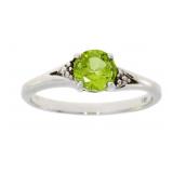 "Genuine .86ct Peridot Diamond Ring Sterling