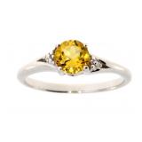 "Genuine .71ct Citrine Diamond Ring Sterling